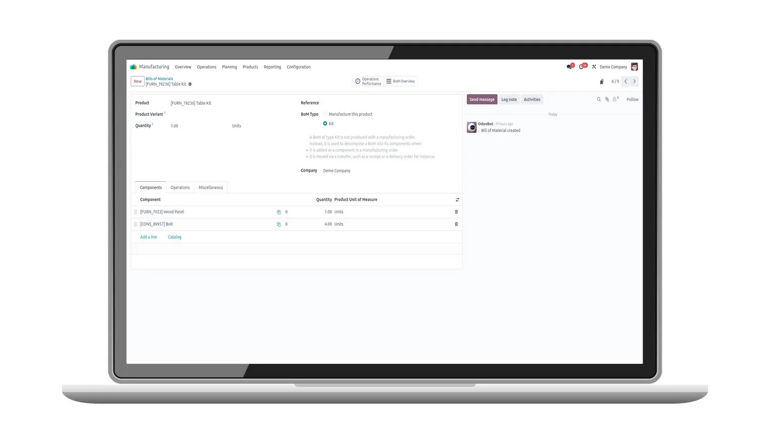 Manufacturing Bill Screnshot