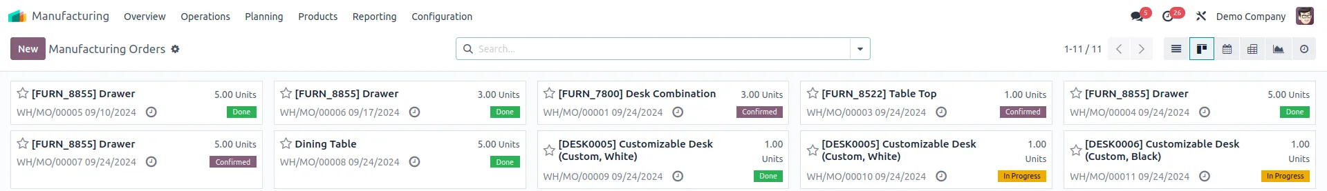 Manufacturing Orders Board
