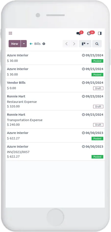 Accounting Mobile View