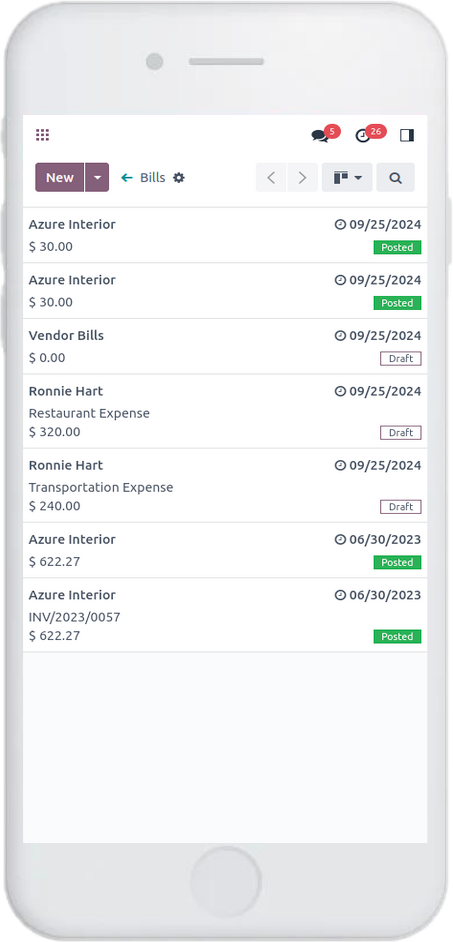 Accounting Mobile View