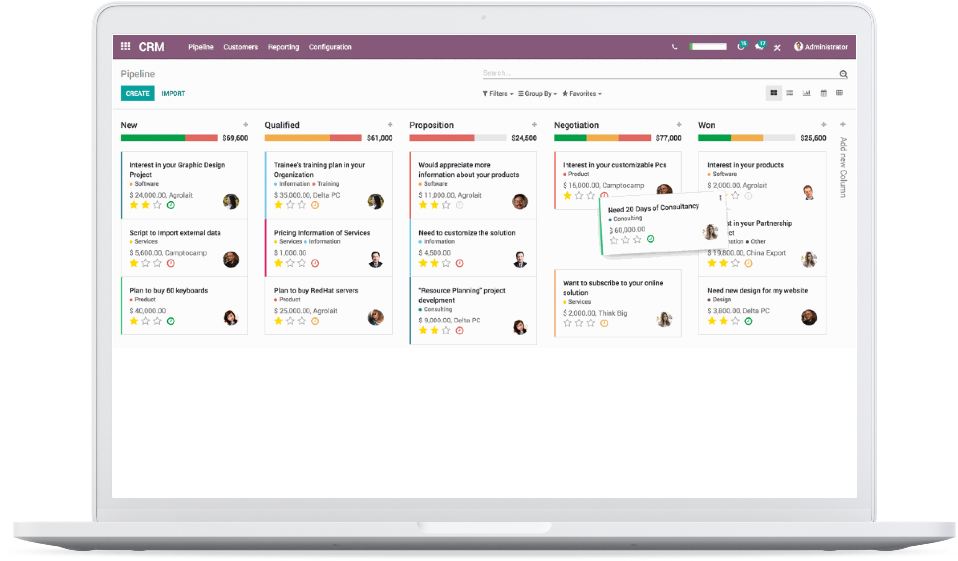 Odoo CRM Desktop Screenshot