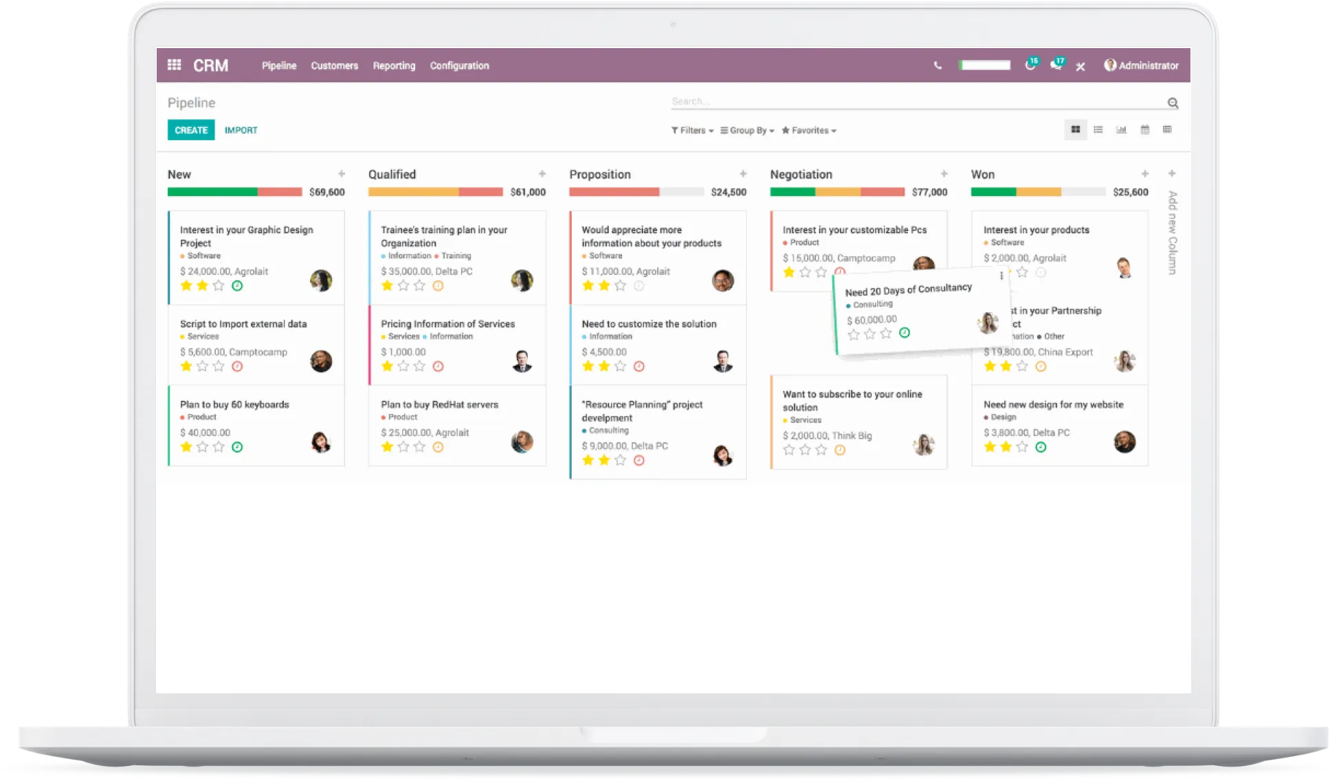 Odoo CRM Desktop Screenshot