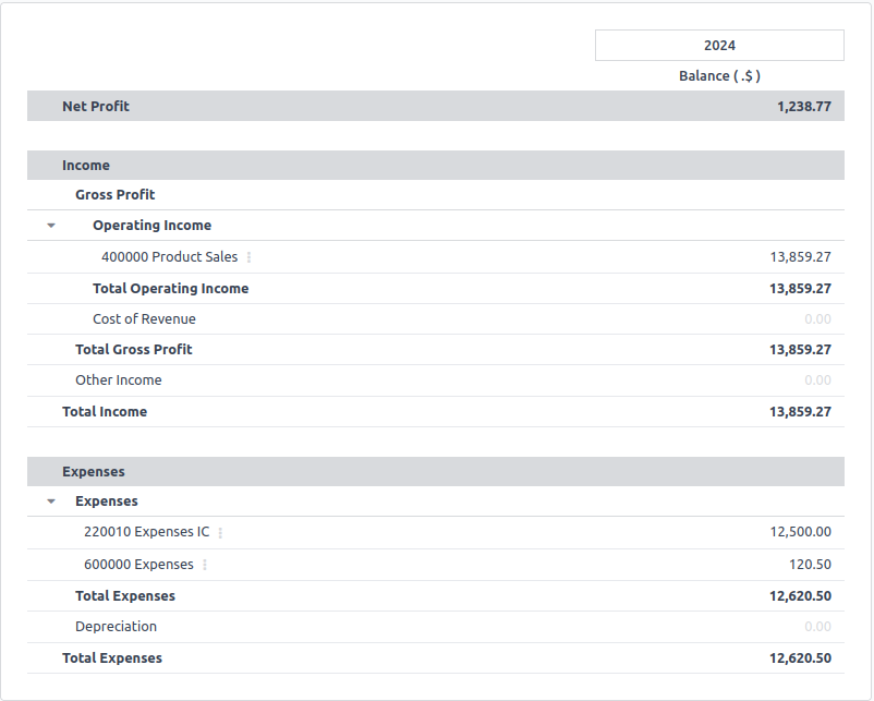 Profit Report Statement