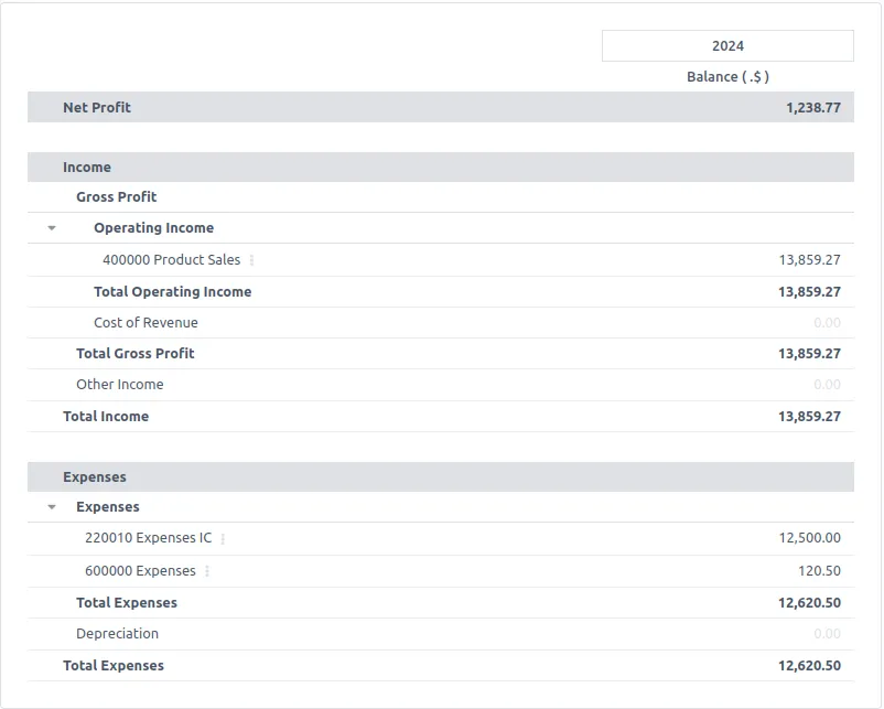 Profit Report Statement